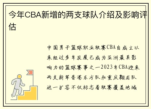 今年CBA新增的两支球队介绍及影响评估